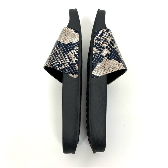 Marc Fisher Python Snakeskin Print Slides Black & Light Tan To Cream Size 7 - Picture 6 of 9